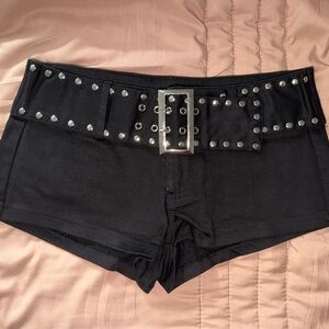 Edikted Black Studded Belt Women's Microshorts